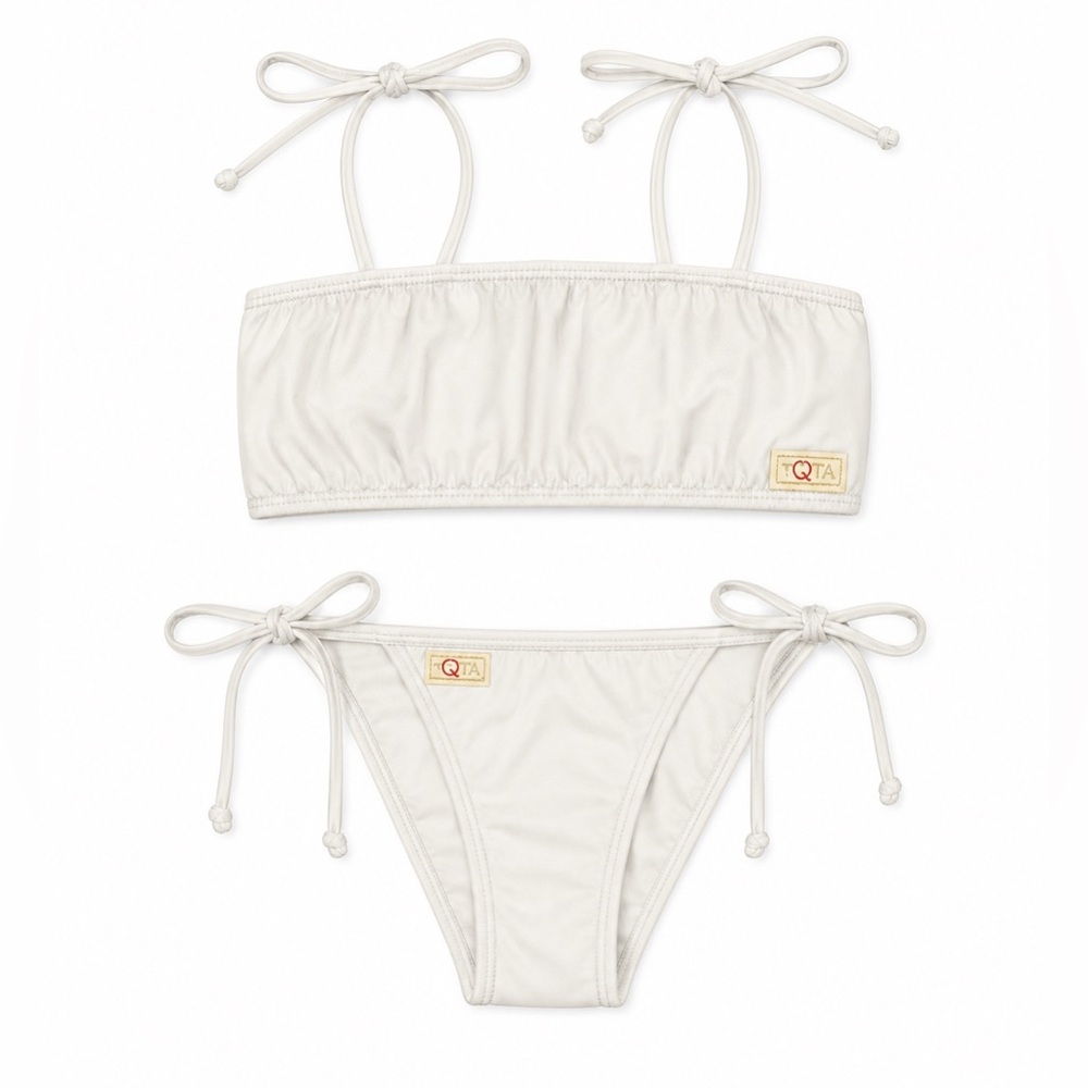 Girls' Cream Tie-Shoulder Bikini Set
